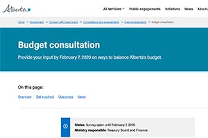 Онлайн опрос о бюджете Альберты
