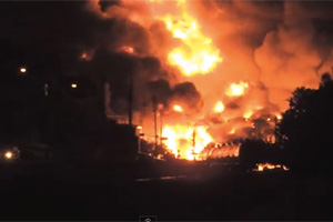 Взрыв состава поезда с горючим