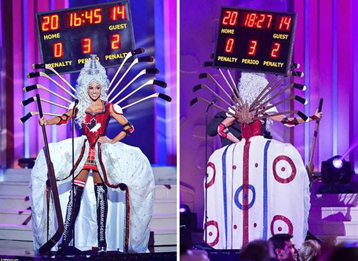 Платье из клюшек и табло